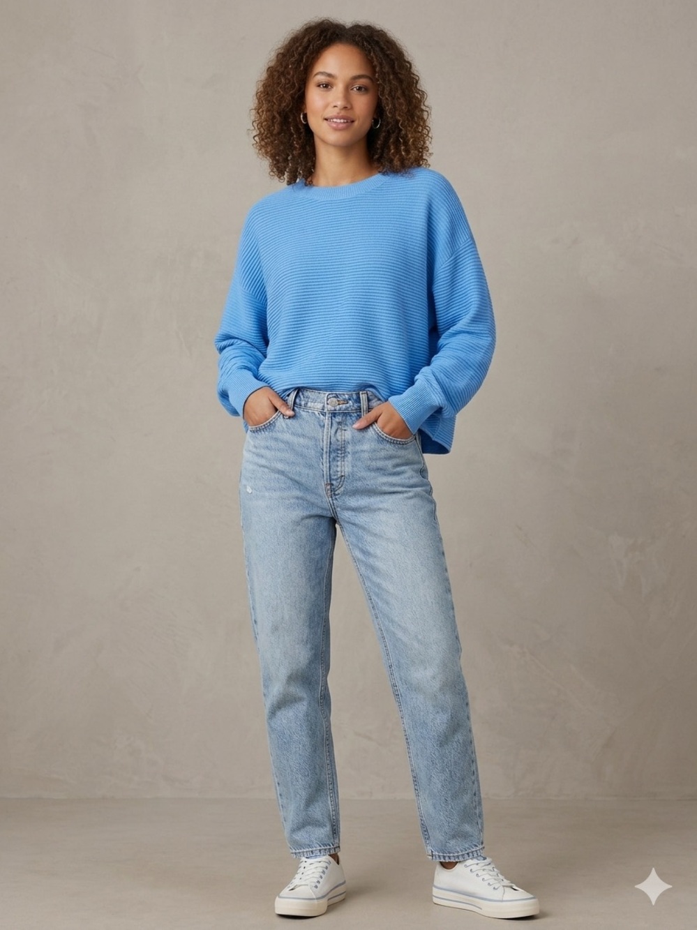 OFFLINE by Aerie M Sky Blue Ribbed Cropped Sweater
